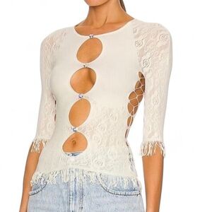 POSTER GIRL White Lace Cutout Blouse